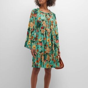 Johnny Was Green Floral Tulum Mini Dress